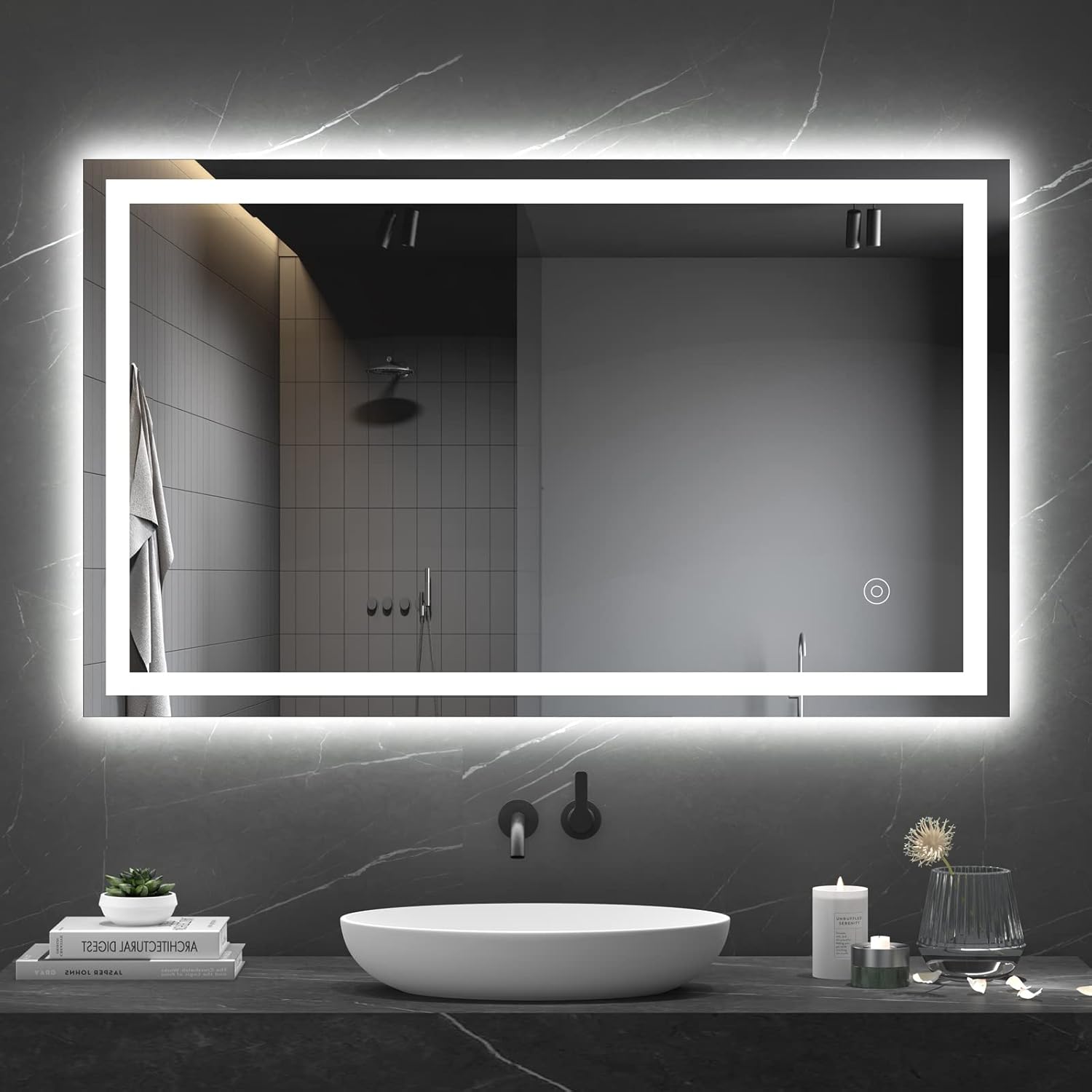 Dripex Bathroom Mirror with LED Lights-White Light+anti-fog