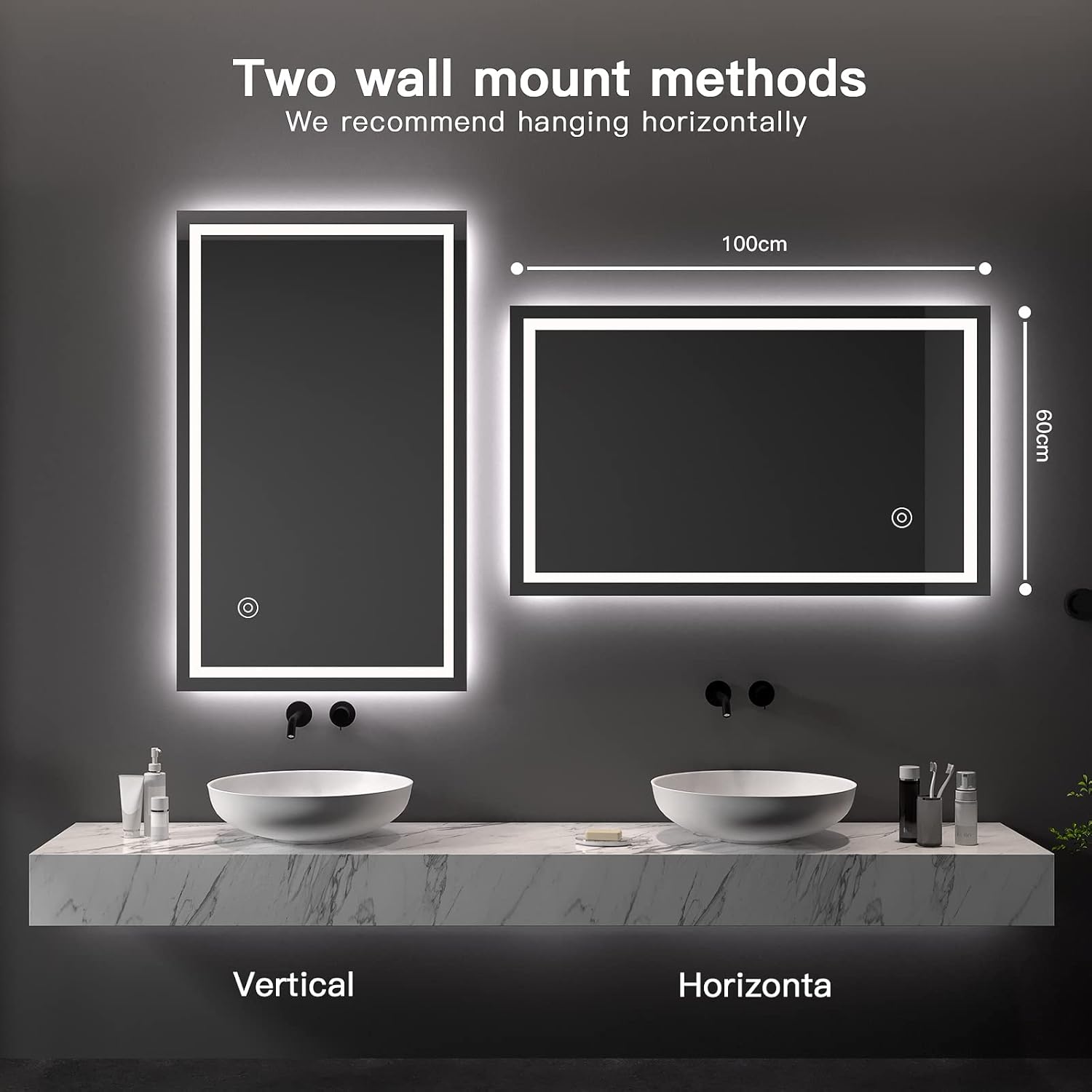 Dripex Bathroom Mirror with LED Lights-White Light+anti-fog