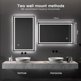 Dripex Bathroom Mirror with LED Lights-White Light+anti-fog