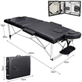 Vesgantti Portable Massage Bed Table - 3-Section Aluminum Foldable Beauty Couch for Reiki Therapy Treatment Salon Healing - Metal Headrest Support/with Carry Bag (Black)