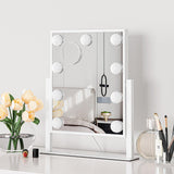 Dripex Hollywood LED Vanity Mirror, 36.5 x 47 cm Lighted Makeup Mirror with 12 Dimmable Bulbs, 360°Rotation, 3 Color Lighting Modes, Touch Screen Control, Light up Dressing Table Mirror for Bedroom
