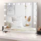 Dripex Hollywood Vanity Mirror with Lights, 58×45cm Large Lighted Makeup Mirror with 15 Dimmable LED Bulbs, 3 Color Modes, Adapter Plug, Tabletop or Wall Mounted Mirror For Bedroom