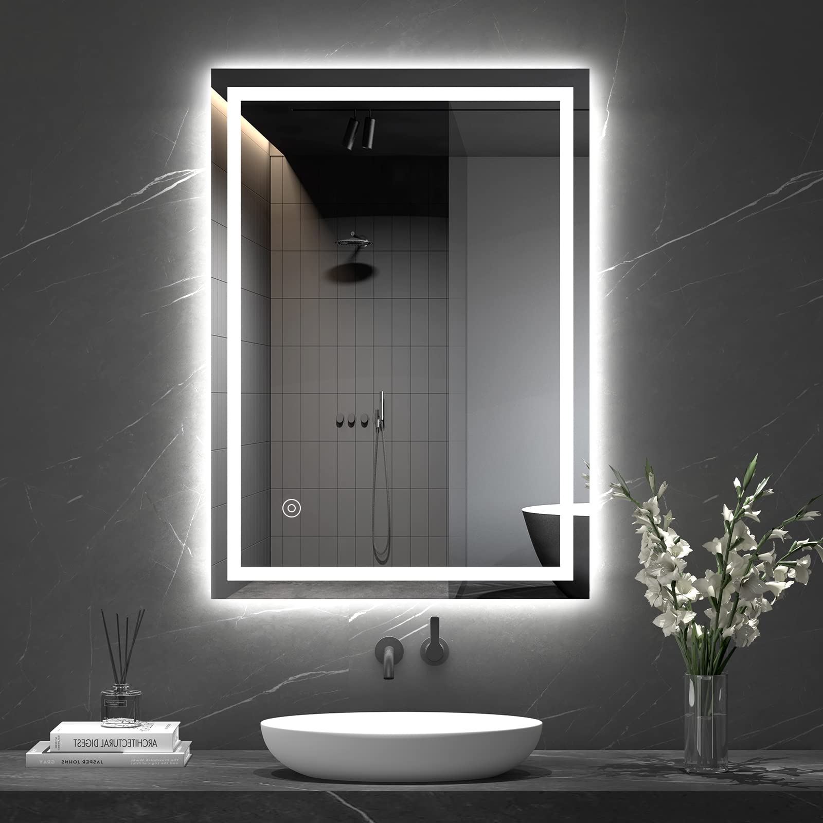 Dripex Bathroom Mirror with LED Lights-White Light+anti-fog