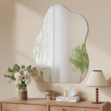 Dripex 70 x 50cm Frameless Hanging Mirror, Irregular Mirror Wall Mounted, Asymmetrical Home Decor for Bathroom Entryway Bedroom Living Room