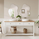 Dripex 70 x 50cm Frameless Hanging Mirror, Irregular Mirror Wall Mounted, Asymmetrical Home Decor for Bathroom Entryway Bedroom Living Room