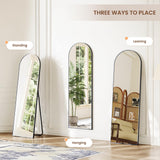 Dripex 160x50cm Full Length Arched Mirror, Large Floor Mirror with Stand, Premium Metal Frame, Leaning, Freestanding, Wall-Mounted for Bedroom, Living Room & Hallway
