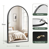 Dripex 50 x 75cm Arched Mirror, Arched Wall Mounted Mirror Home Decorative Bathroom Bedroom Living Room Dressing