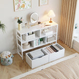 Dripex 4 Tier Bookcase with 2 Movable Drawers,Wooden Floor Standing Book Shelf with Steel Frame, Black Storage Display Shelf for Living Room, Bedroom or Office