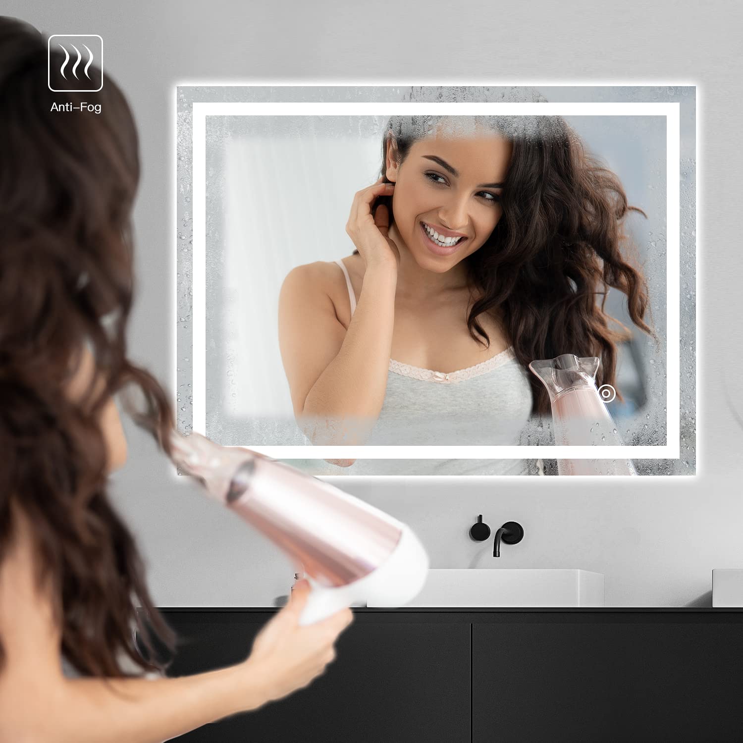 Dripex Bathroom Mirror with LED Lights-White Light+anti-fog