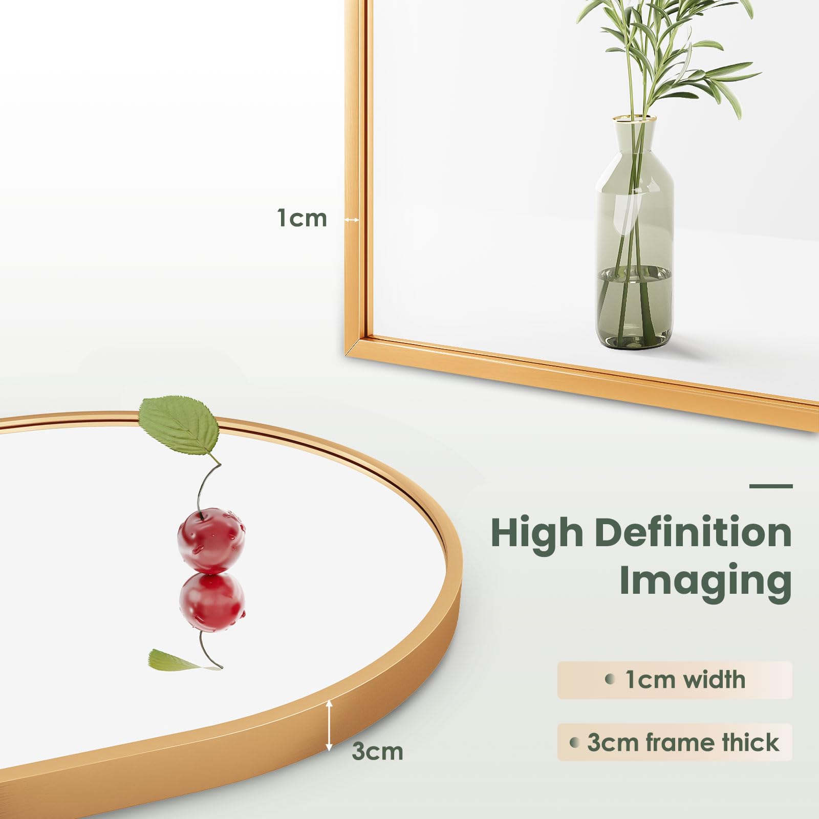 Dripex 50 x 75cm Arched Mirror, Arched Wall Mounted Mirror Home Decorative Bathroom Bedroom Living Room Dressing