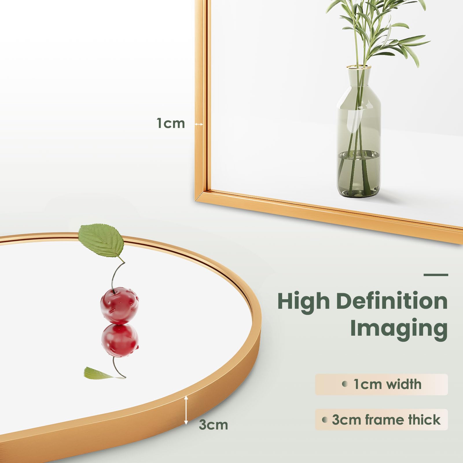 Dripex 60 x 90cm Arched Mirror, Arched Wall Mounted Mirror Home Decorative Bathroom Bedroom Living Room Dressing