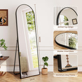 Dripex 160x50cm Full Length Arched Mirror, Large Floor Mirror with Stand, Premium Metal Frame, Leaning, Freestanding, Wall-Mounted for Bedroom, Living Room & Hallway