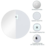 Dripex 50x50cm/ 60x60cm Frameless Round Mirror, Wall Mounted Bathroom Mirror with Polished Edge & Pre-installed Hole, Home Deco Hanging for Hallway Bedroom Living Room