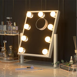 Dripex Hollywood LED Vanity Mirror, 36.5 x 47 cm Lighted Makeup Mirror with 12 Dimmable Bulbs, 360°Rotation, 3 Color Lighting Modes, Touch Screen Control, Light up Dressing Table Mirror for Bedroom
