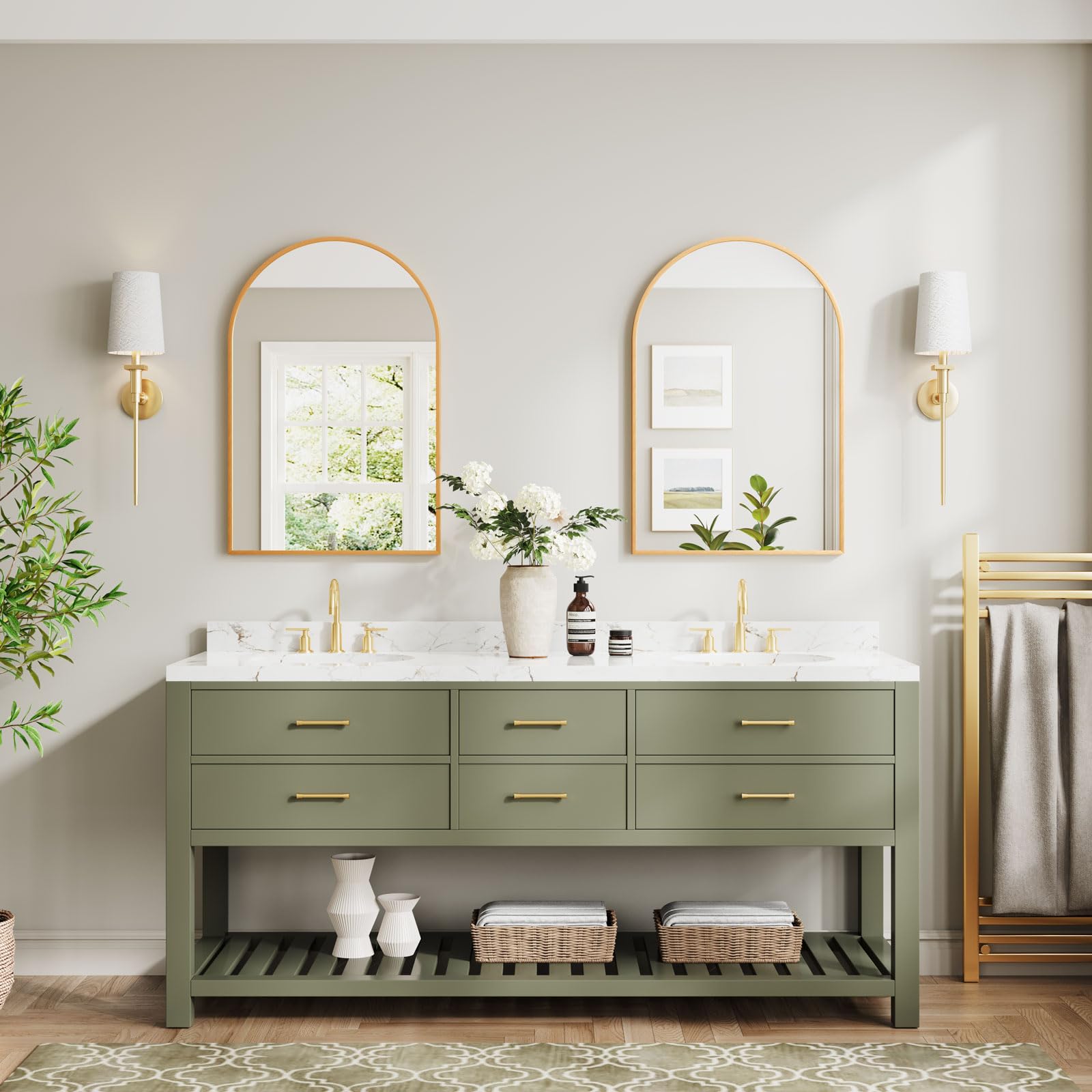 Dripex 50 x 75cm Arched Mirror, Arched Wall Mounted Mirror Home Decorative Bathroom Bedroom Living Room Dressing