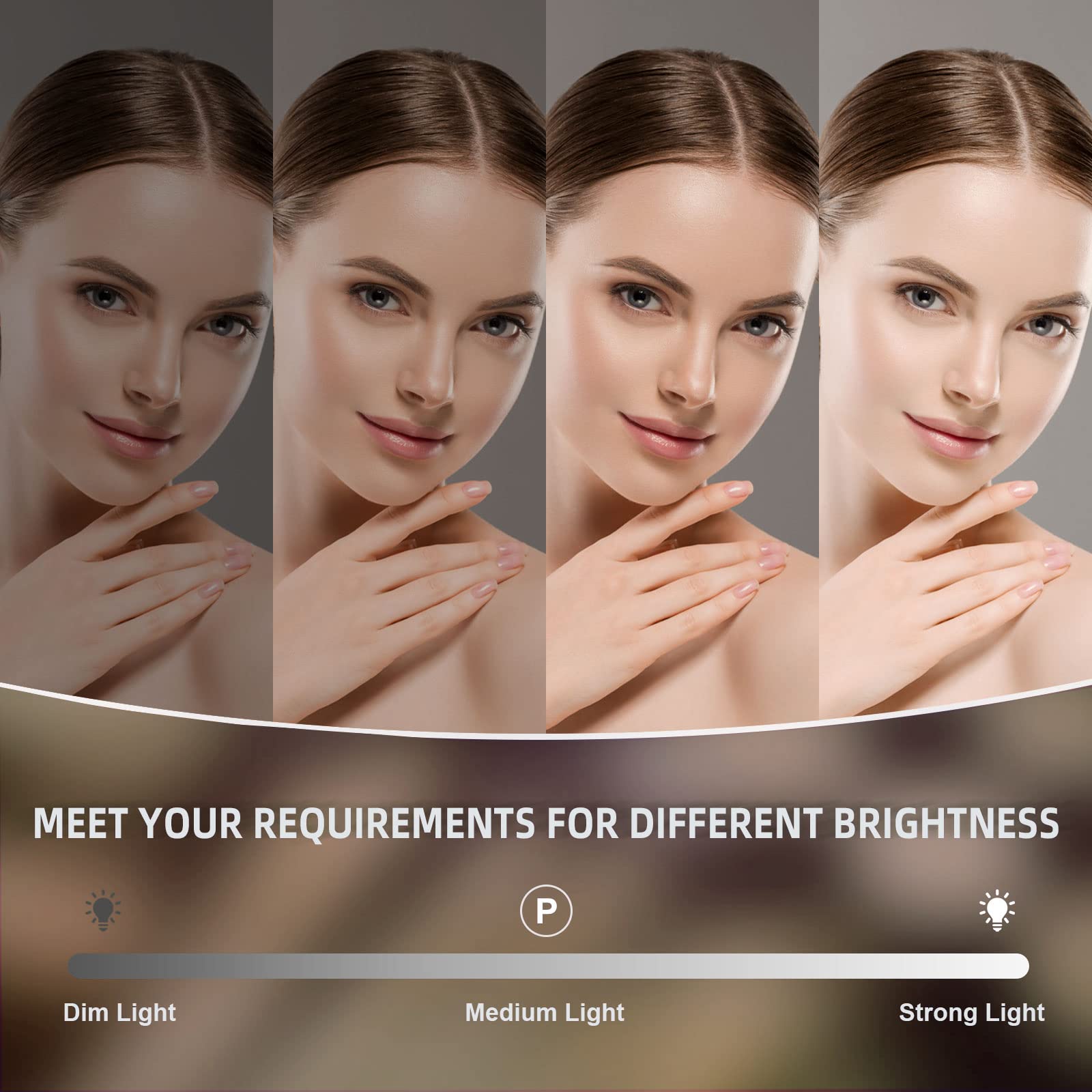 Dripex Hollywood LED Vanity Mirror, 36.5 x 47 cm Lighted Makeup Mirror with 12 Dimmable Bulbs, 360°Rotation, 3 Color Lighting Modes, Touch Screen Control, Light up Dressing Table Mirror for Bedroom