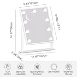 Dripex Hollywood LED Vanity Mirror, 36.5 x 47 cm Lighted Makeup Mirror with 12 Dimmable Bulbs, 360°Rotation, 3 Color Lighting Modes, Touch Screen Control, Light up Dressing Table Mirror for Bedroom