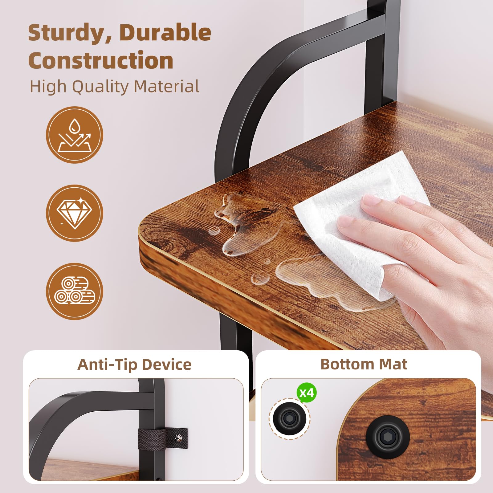 Dripex Adjustable Narrow Shoe Rack Organizer, Space Saving Vertical Tall Shoe Shelf for6/8/ 10 Tier, Sturdy Multifunctional Entryway Hallway Living Room Storage Shelf Rustic Brown