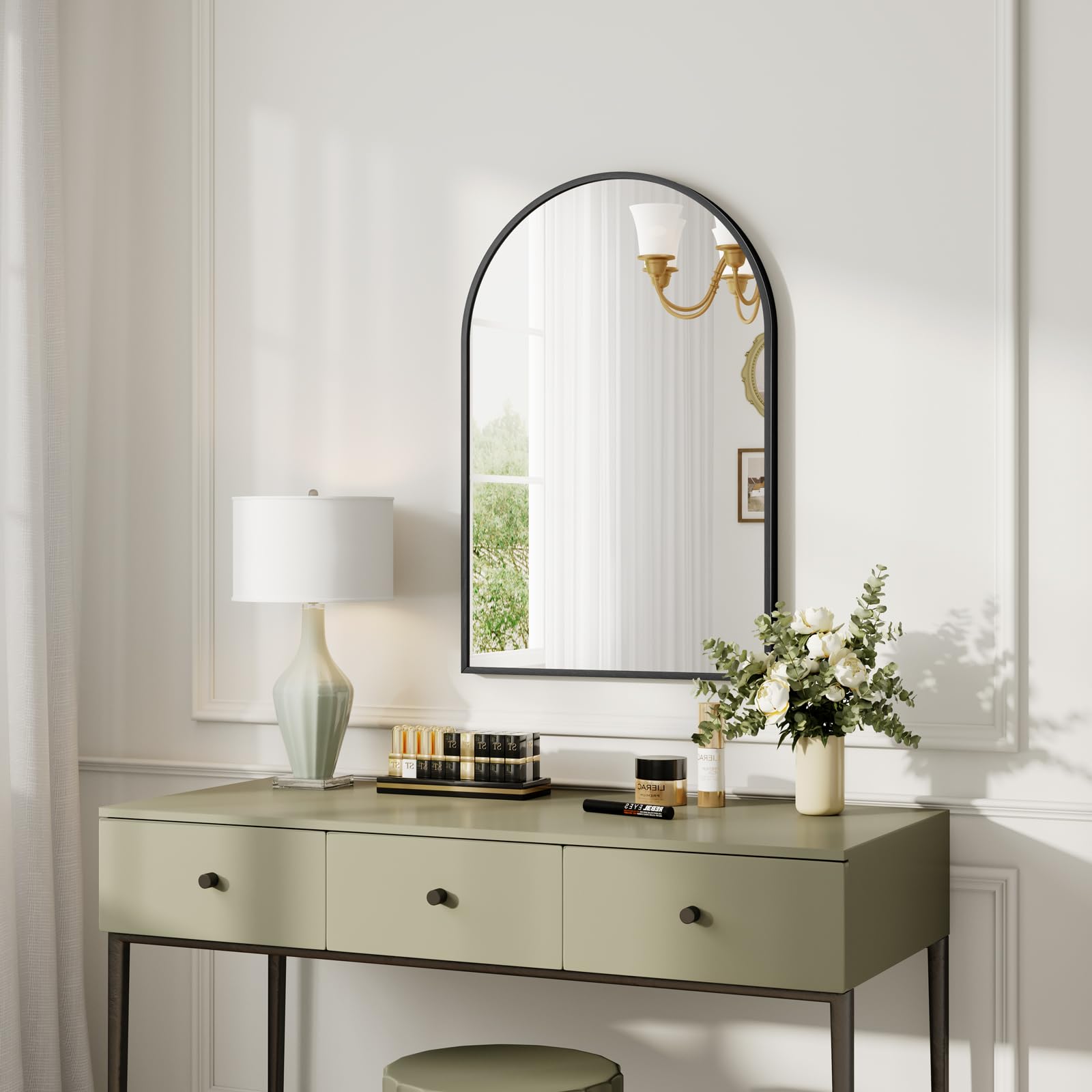 Dripex 50 x 75cm Arched Mirror, Arched Wall Mounted Mirror Home Decorative Bathroom Bedroom Living Room Dressing