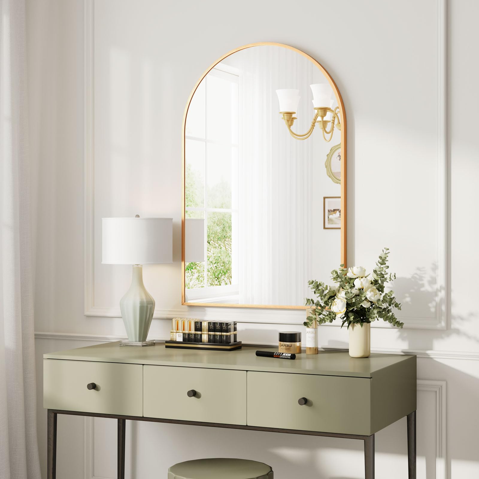 Dripex 60 x 90cm Arched Mirror, Arched Wall Mounted Mirror Home Decorative Bathroom Bedroom Living Room Dressing