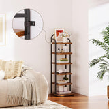 Dripex Adjustable Narrow Shoe Rack Organizer, Space Saving Vertical Tall Shoe Shelf for6/8/ 10 Tier, Sturdy Multifunctional Entryway Hallway Living Room Storage Shelf Rustic Brown