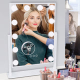 Dripex Hollywood LED Vanity Mirror, 36.5 x 47 cm Lighted Makeup Mirror with 12 Dimmable Bulbs, 360°Rotation, 3 Color Lighting Modes, Touch Screen Control, Light up Dressing Table Mirror for Bedroom