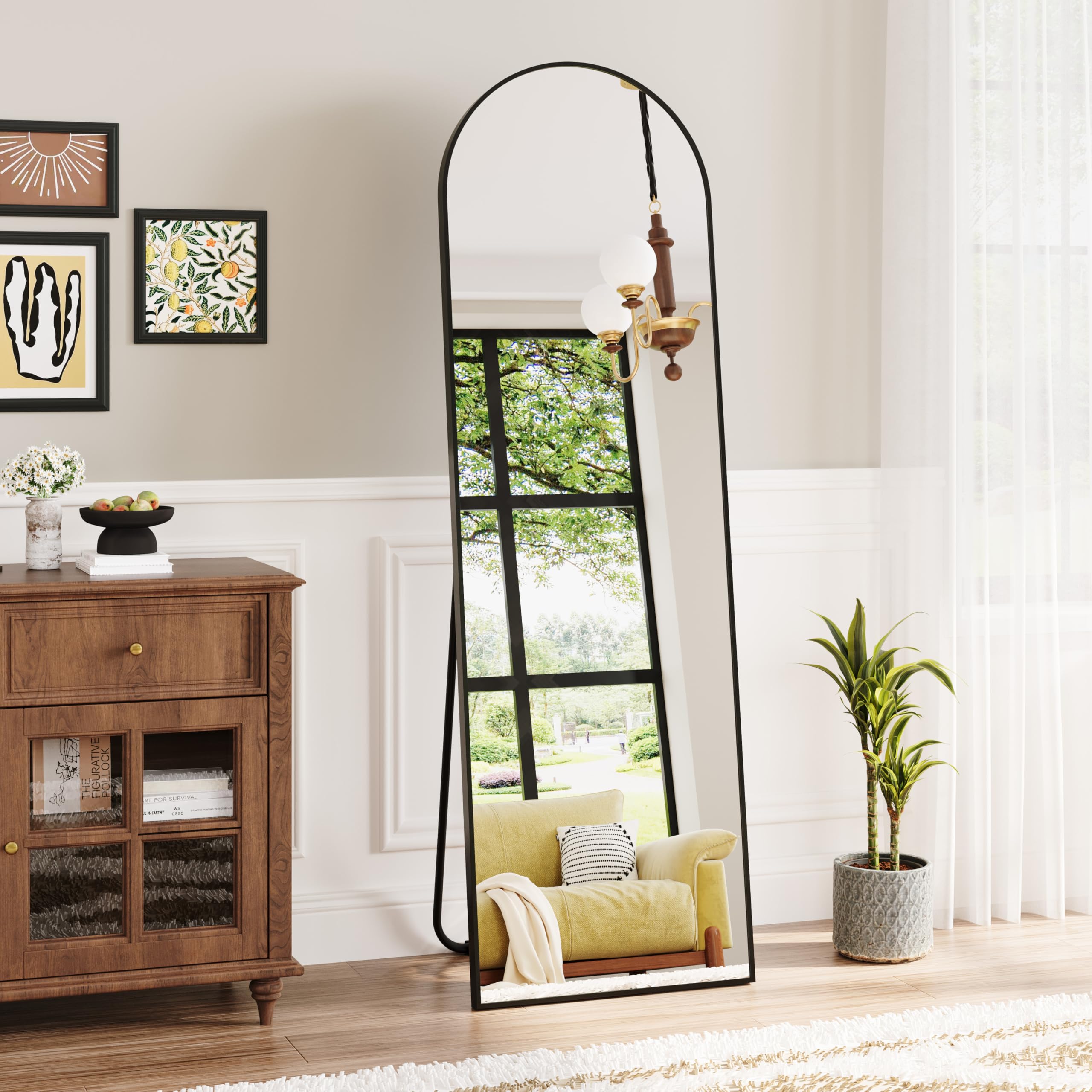 Dripex 160x50cm Full Length Arched Mirror, Large Floor Mirror with Stand, Premium Metal Frame, Leaning, Freestanding, Wall-Mounted for Bedroom, Living Room & Hallway