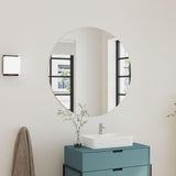 Dripex 50x50cm/ 60x60cm Frameless Round Mirror, Wall Mounted Bathroom Mirror with Polished Edge & Pre-installed Hole, Home Deco Hanging for Hallway Bedroom Living Room