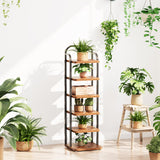 Dripex Adjustable Narrow Shoe Rack Organizer, Space Saving Vertical Tall Shoe Shelf for6/8/ 10 Tier, Sturdy Multifunctional Entryway Hallway Living Room Storage Shelf Rustic Brown