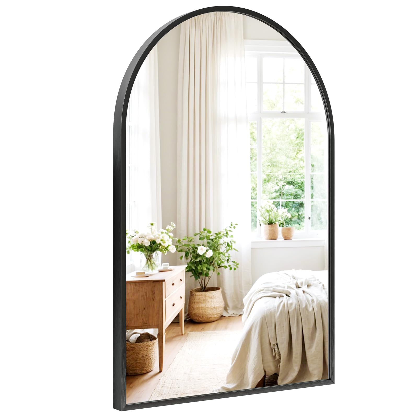 Dripex 50 x 75cm Arched Mirror, Arched Wall Mounted Mirror Home Decorative Bathroom Bedroom Living Room Dressing