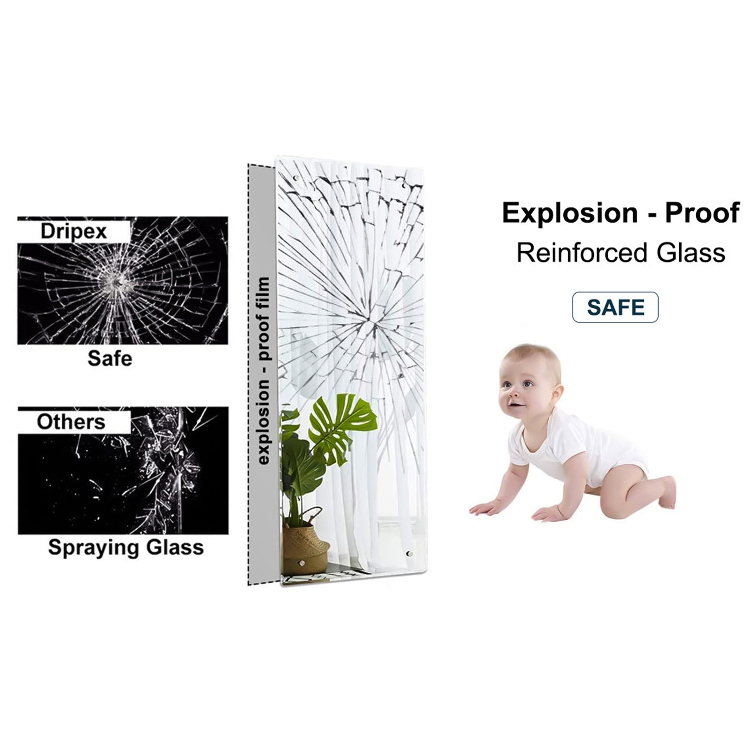 Dripex 60x45cm/110x45cm Frameless Rectangle Mirror, Wall Mounted Bathroom Mirror with Bevelled Edge & Pre-Drilled Holes, Horizontal or Vertical Hanging for Dressing Room Bedroom Living Room