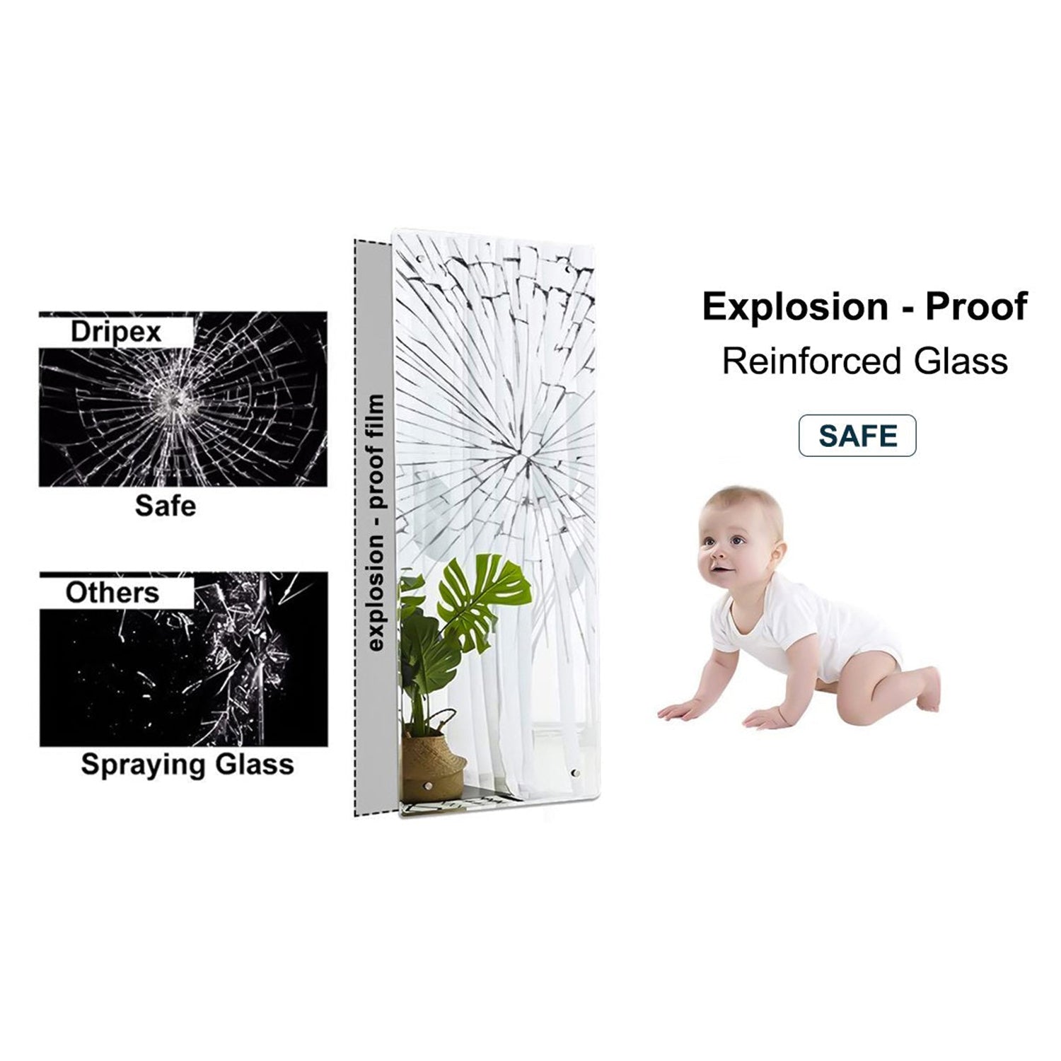 Dripex Frameless Bathroom Mirror,  Rectangle Wall Mounted Mirror with Polished Edge & Pre-Drilled Holes - Best for Bathroom, Dressing Room, Bedroom & Living Room