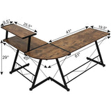 Dripex L Shaped Computer Corner Desk with Monitor Stand Storage Bag, Industrial Gaming Desk, Writing Workstation PC Laptop Study Table for Home Office 152x113x72cm