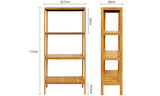 Dripex Bamboo Storage Shelf, Adjustable 4 Tier Bathroom Kitchen Shelving Unit Free Standing, Utility Organizer Bookshelf Flower Stand Display Rack 51.7x26x113cm