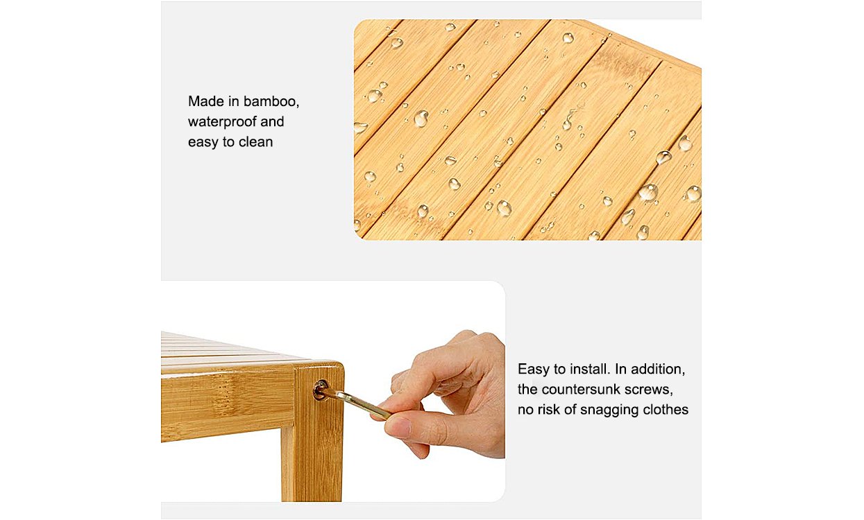 Dripex Bamboo Storage Shelf, Adjustable 4 Tier Bathroom Kitchen Shelving Unit Free Standing, Utility Organizer Bookshelf Flower Stand Display Rack 51.7x26x113cm