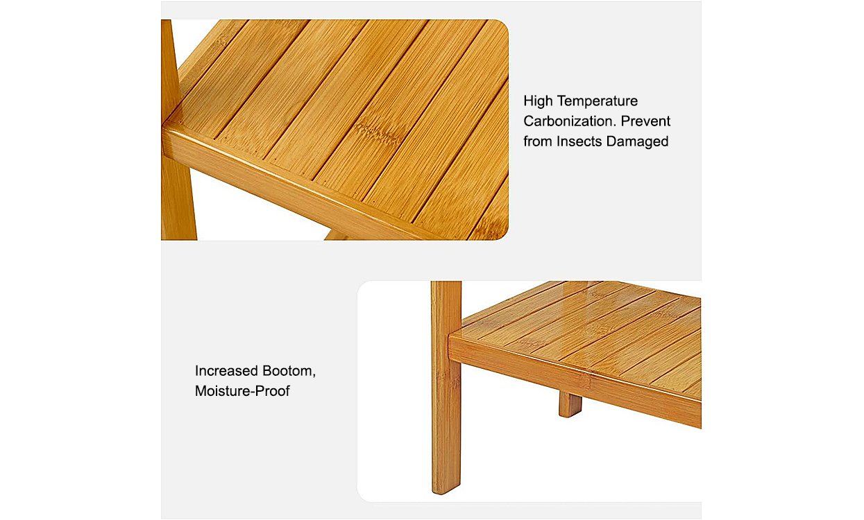 Dripex Bamboo Storage Shelf, Adjustable 4 Tier Bathroom Kitchen Shelving Unit Free Standing, Utility Organizer Bookshelf Flower Stand Display Rack 51.7x26x113cm