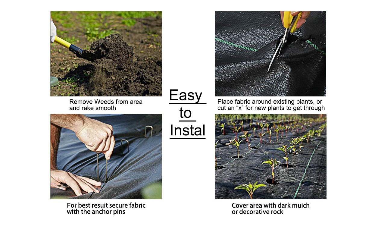 iropro Heavy Duty Weed Control Membrane Garden Weed Barrier Fabric for Landscaping Driveway Gravel Artificial Grass Lawn Underlay Black Woven Roll Ground Cover