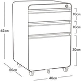 Dripex Fully Assembled 3-Drawer Mobile File Cabinet for A4 File, Lockable Metal Filling File Cabinet with Hanging File Frame and Anti-tilt Design Office Rolling Vertical File Cabinet