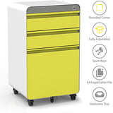 Dripex Fully Assembled 3-Drawer Mobile File Cabinet for A4 File, Lockable Metal Filling File Cabinet with Hanging File Frame and Anti-tilt Design Office Rolling Vertical File Cabinet