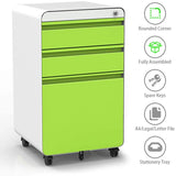 Dripex Fully Assembled 3-Drawer Mobile File Cabinet for A4 File, Lockable Metal Filling File Cabinet with Hanging File Frame and Anti-tilt Design Office Rolling Vertical File Cabinet