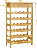 Dripex Bamboo Wine Rack with Drawer, Free Standing Floor Wine Holder Storage Display Shelves for Home, Kitchen, Bar, Wine Cellar, Basement