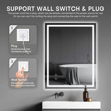 Dripex 28 x 20 Inch LED Bathroom Mirror, Anti-Fog Wall Mounted Makeup Mirror with 3 Color Lights, Waterproof Dimmable LED Vanity Mirror with Memory Function, Touch Button, Horizontal/Vertical