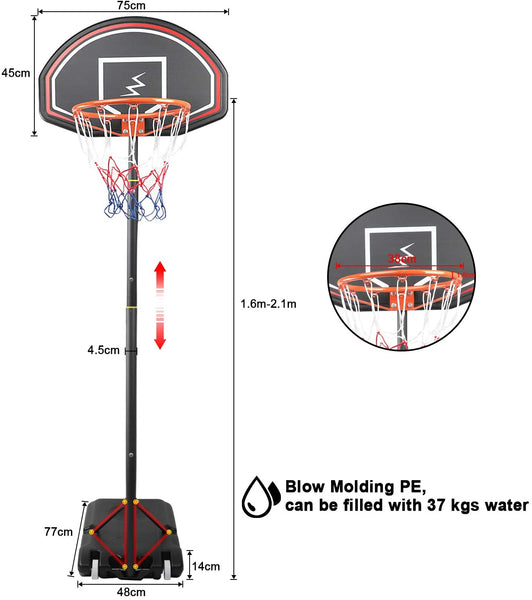 Dripex Professional Basketball Hoop Height Adjustable Portable