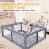 Dripex Baby Playpen, 150x200cm Playpen for Baby and Toddlers, Kids Safety Activity Center Indoor Outdoor, Toddler Playpen with Breathable Mesh Extra