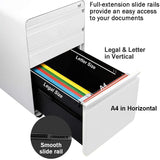 Dripex Fully Assembled 3-Drawer Mobile File Cabinet for A4 File, Lockable Metal Filling File Cabinet with Hanging File Frame and Anti-tilt Design Office Rolling Vertical File Cabinet