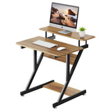 Dripex Computer Desk with Monitor Shelf - Mobile Z Shaped Home Office Desk with Storage Shelves and Movable Wheels for Small Spaces, Compact Corner Desk Space-Saving