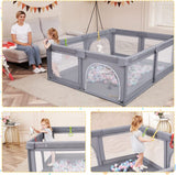 Dripex Baby Playpen, 150x200cm Playpen for Baby and Toddlers, Kids Safety Activity Center Indoor Outdoor, Toddler Playpen with Breathable Mesh Extra