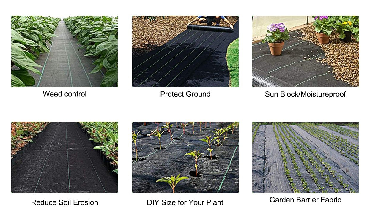 iropro Heavy Duty Weed Control Membrane Garden Weed Barrier Fabric for Landscaping Driveway Gravel Artificial Grass Lawn Underlay Black Woven Roll Ground Cover