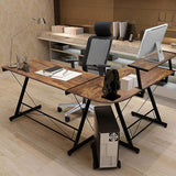 Dripex L Shaped Computer Corner Desk with Monitor Stand Storage Bag, Industrial Gaming Desk, Writing Workstation PC Laptop Study Table for Home Office 152x113x72cm