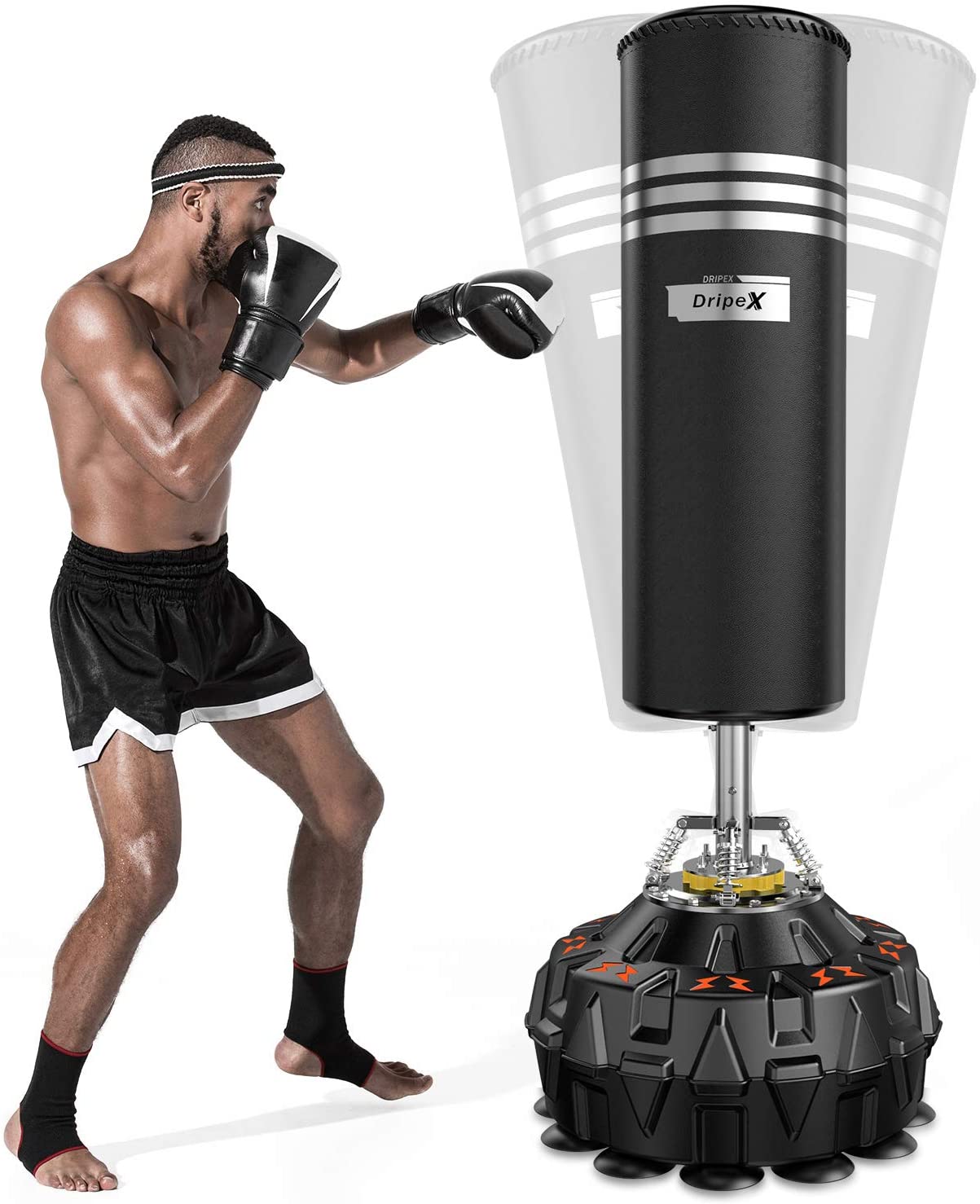 Dripex Freestanding Punching Bag with Stand 70''-182lbs Heavy Boxing Bag with Gloves for Adult Youth Kids - Men Stand Kickboxing Bag for Home Office